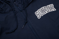Sunday Blockhead Windbreaker Anorak Jacket (Navy with Gray/White Ink)