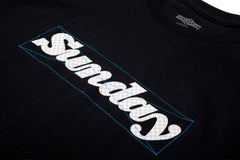 Sunday Work-In-Progress Tee (Black w/ Blue + Gray + White Ink)