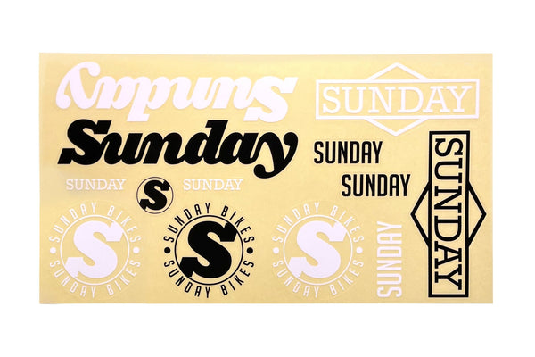 Sunday Assorted 13pc. Sticker Pack (Black/White with Clear Back)