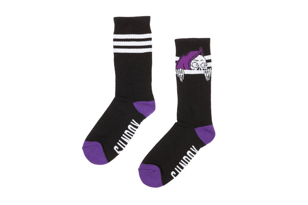 Sunday Creepy Sweeper Crew Socks (Black/Purple)